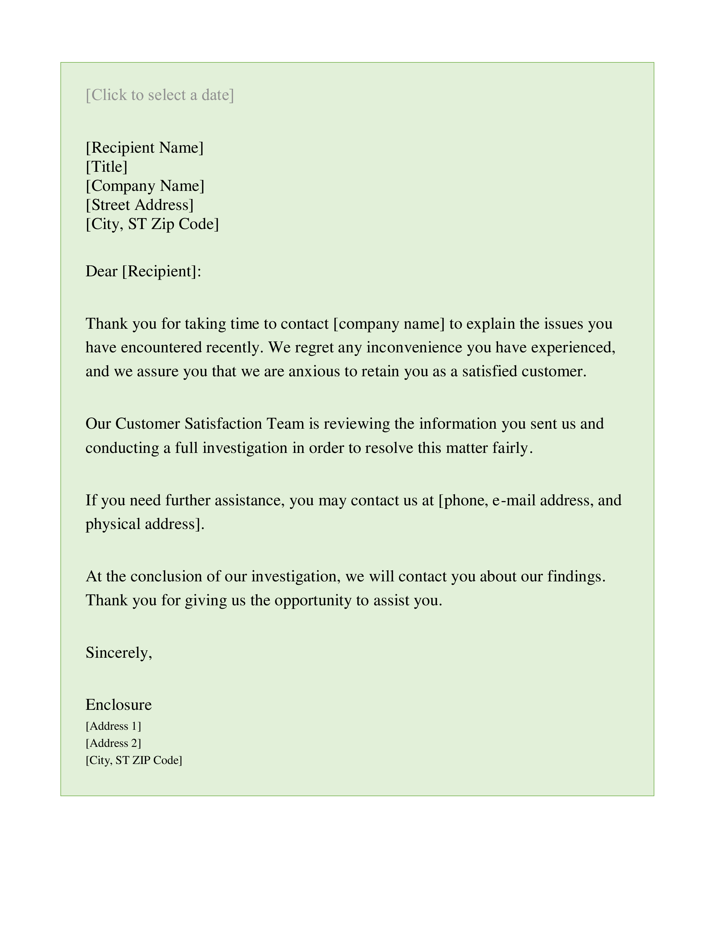 complaint response letter voorbeeld afbeelding 