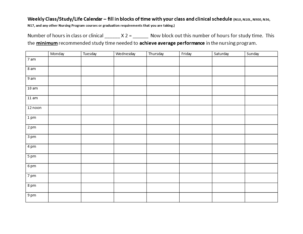 7 Day Schedule Templates At Allbusinesstemplates