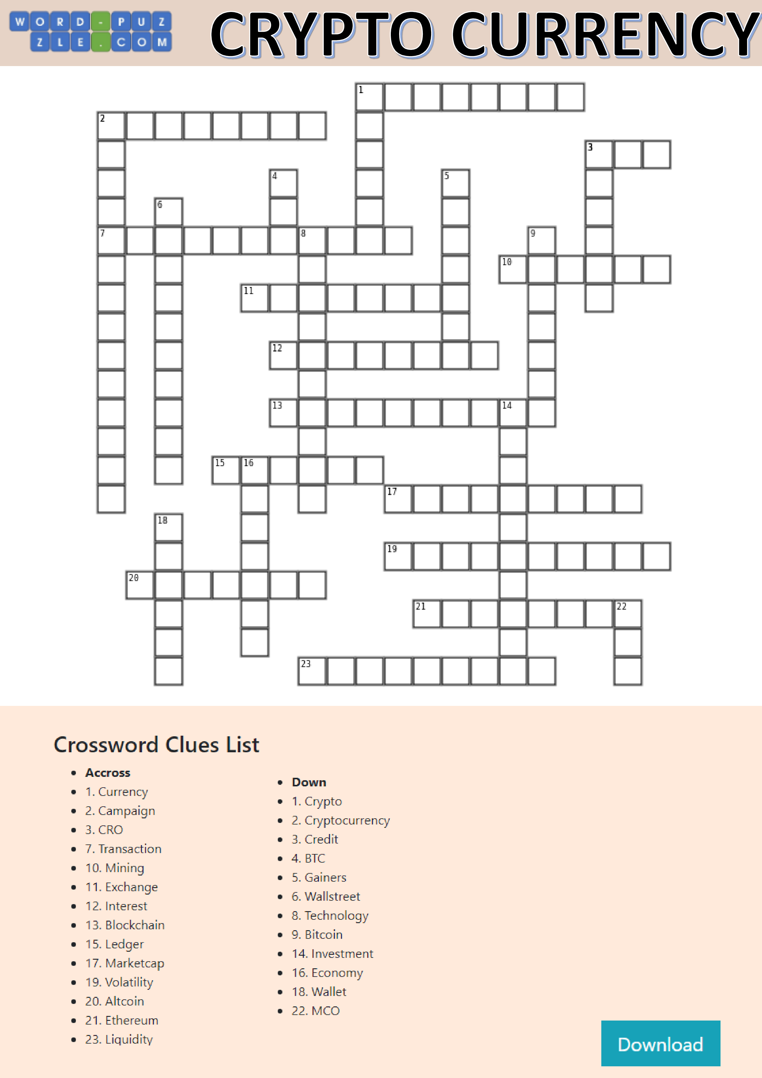 crypto kruiswoord puzzel template