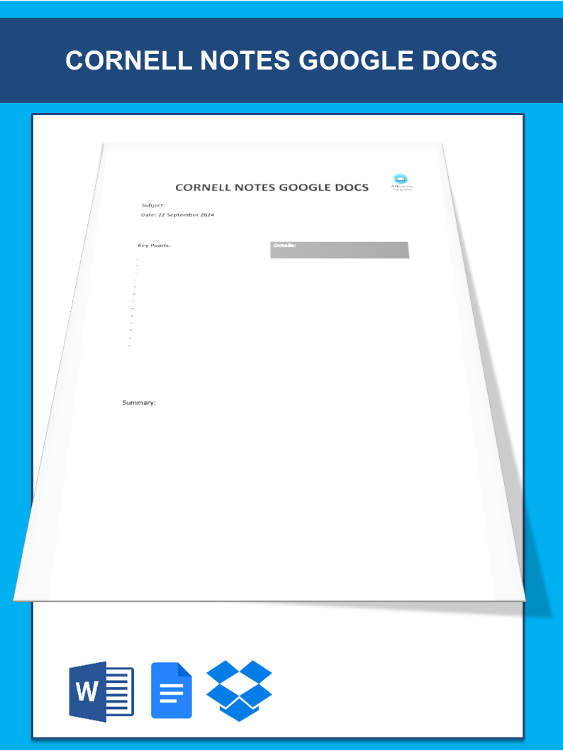 cornell notes template google docs voorbeeld afbeelding 