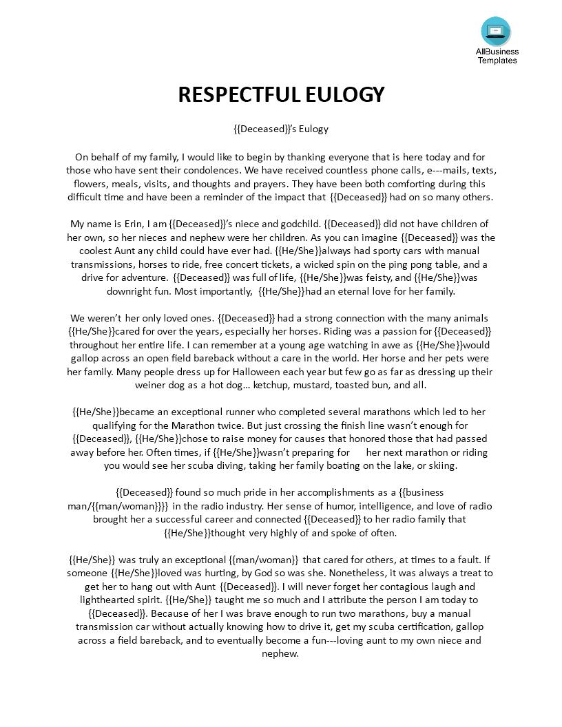 10 How To Write A Eulogy Template  Template Monster
