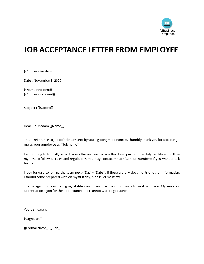 T l charger Gratuit Acceptance Letter For Job Offer