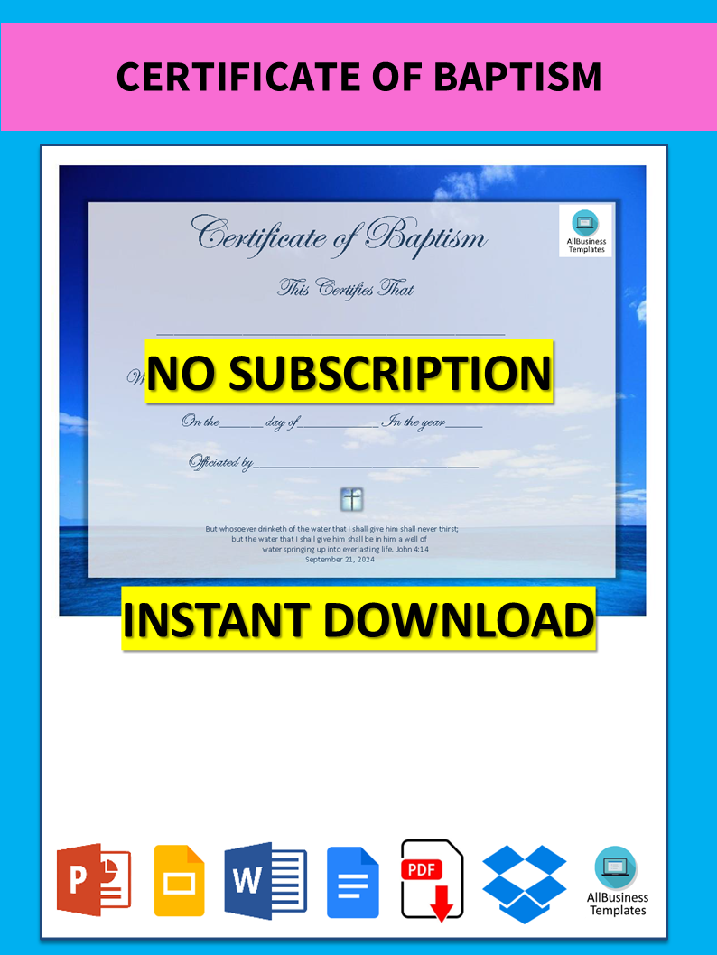 certificate of baptism template