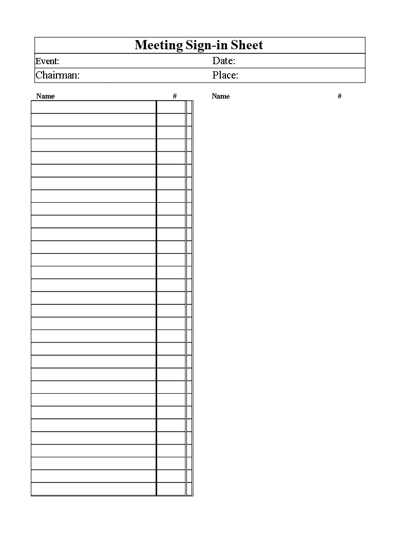 Meeting Sign In Sheet | Templates at allbusinesstemplates.com