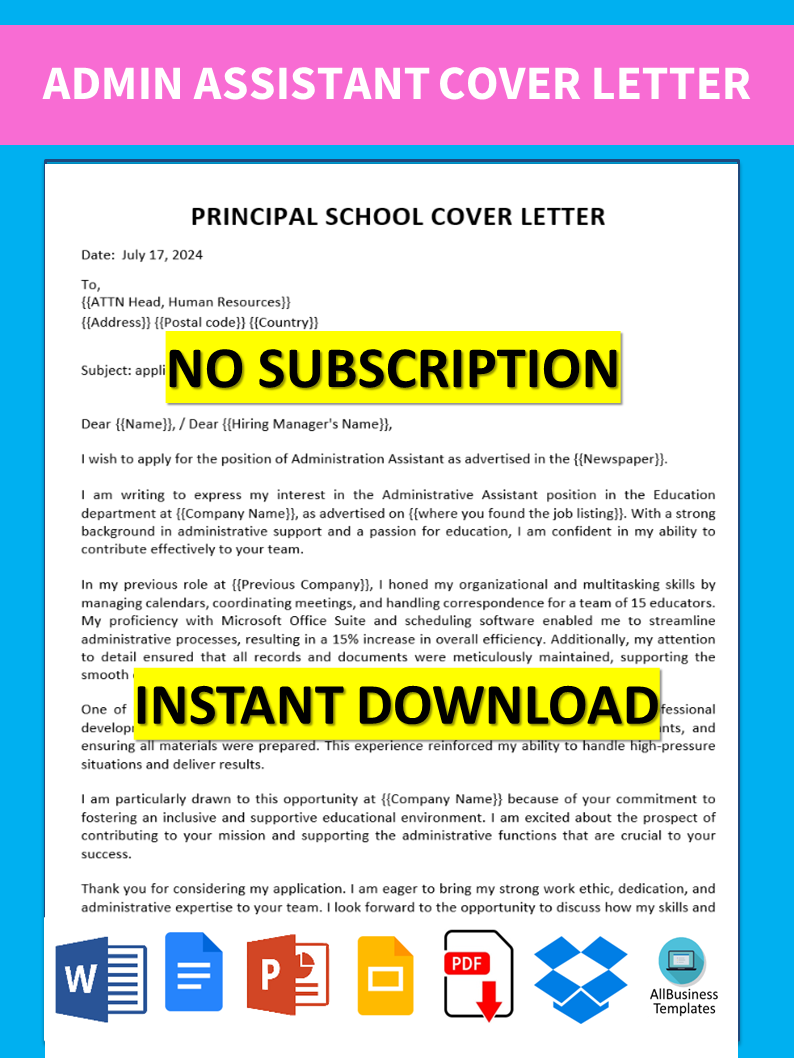 administrative assistant education cover letter template