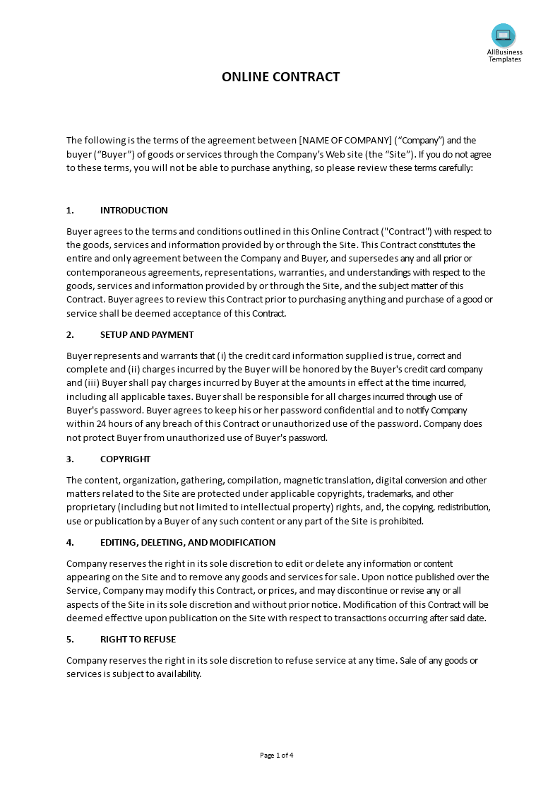 online contract template