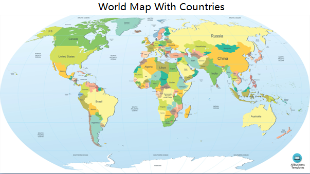 world map with countries outline Hauptschablonenbild
