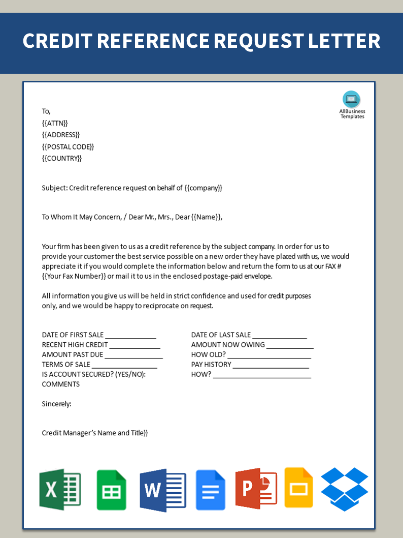 Company Credit Reference Letter Templates At 4827