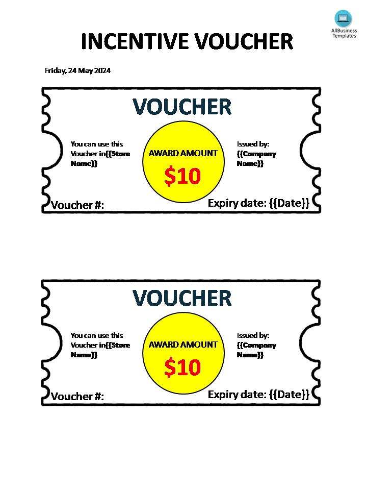 incentive vouchers modèles