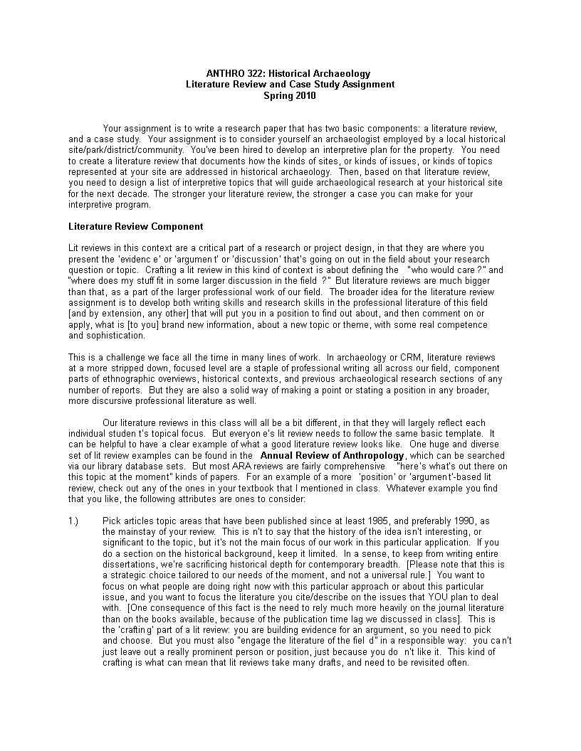 history dissertation literature review example