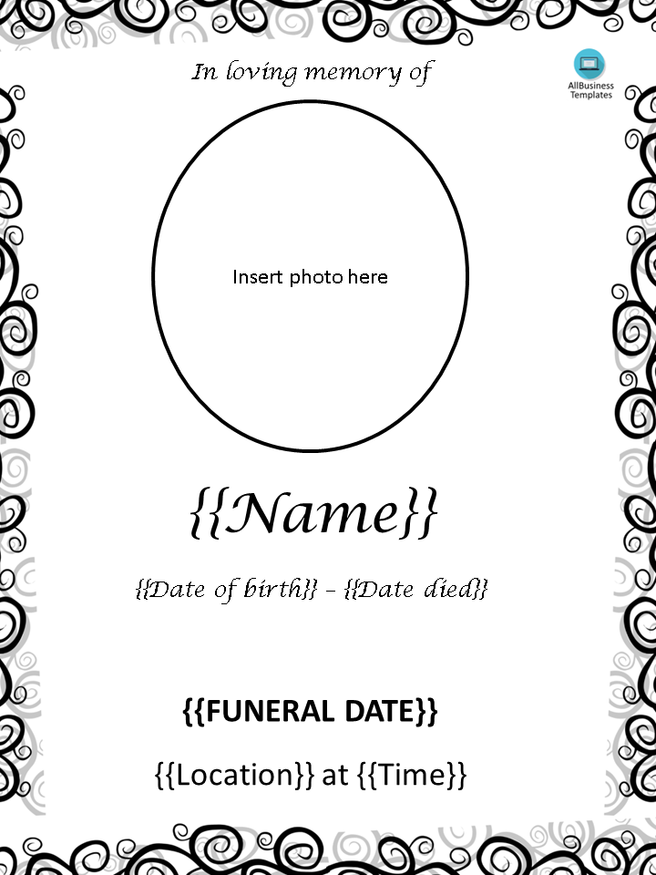 Obituary template free main image