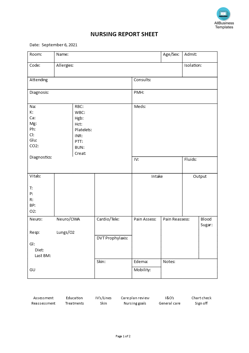nursing report sheet plantilla imagen principal
