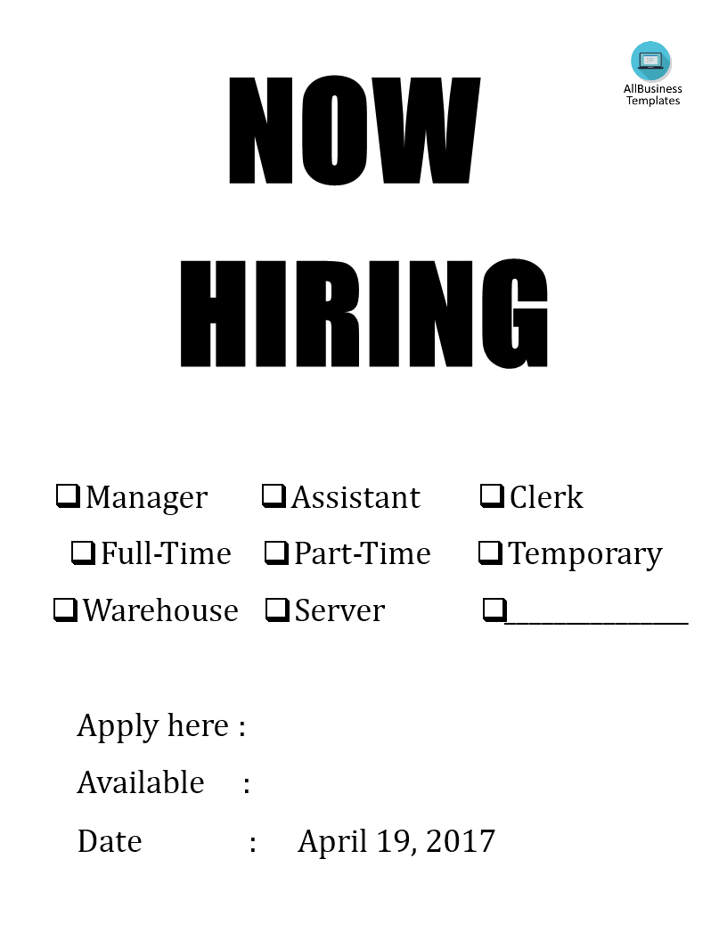 Now Hiring Template Word doc Templates At Allbusinesstemplates