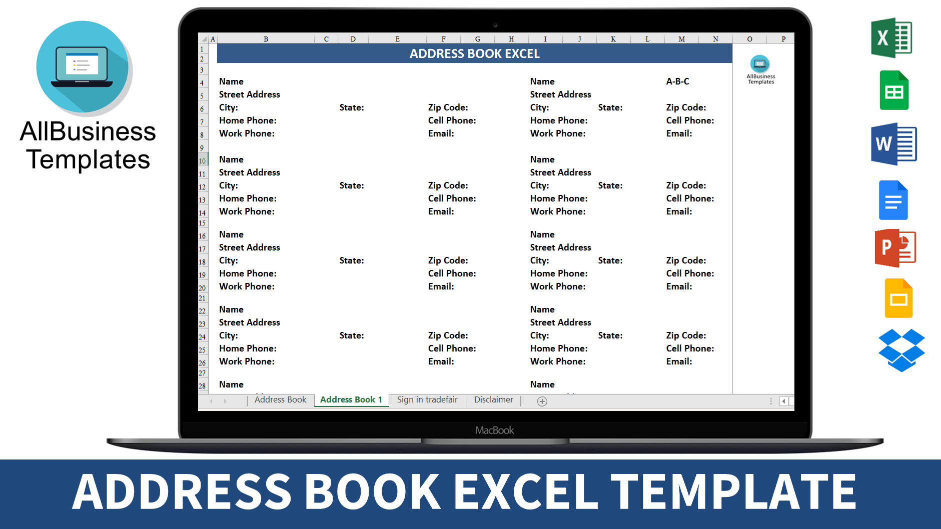 Phone book in Excel format free main image