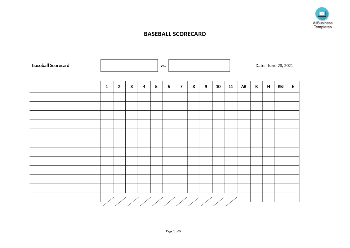 Kostenloses Baseball Scorecard