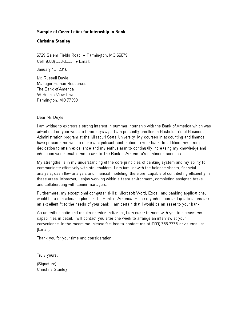 example of application letter for finance internship