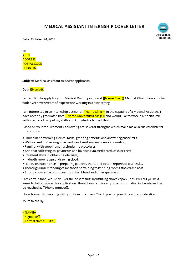 Formal Job Application Letter For Doctor | Templates at ...