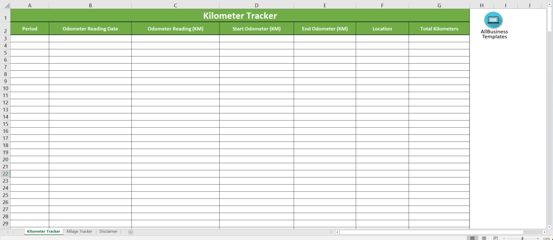 mileage log kilometer tracker plantilla imagen principal