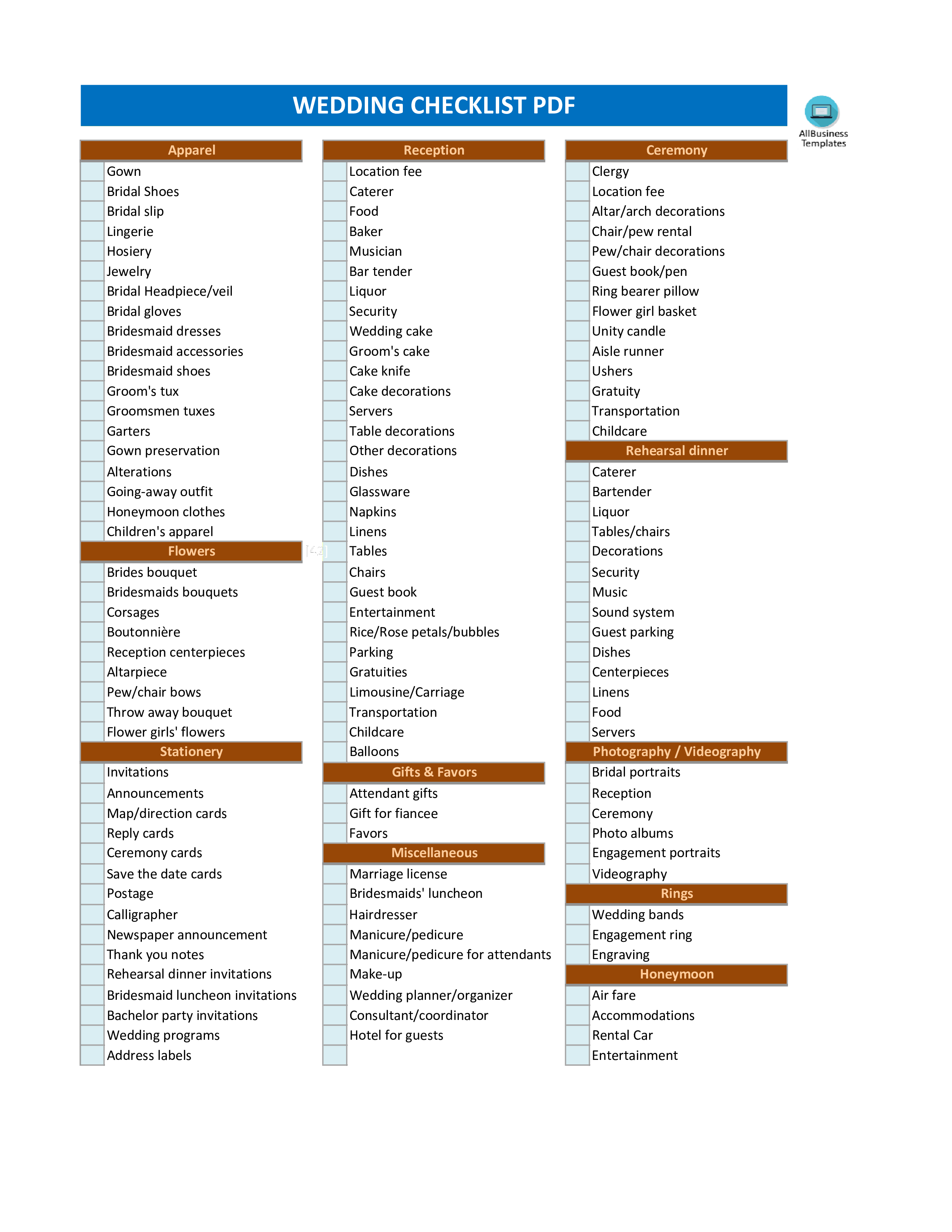 Wedding Checklist Template Fill Online Printable Fillable Blank PdfFiller Lupon gov ph