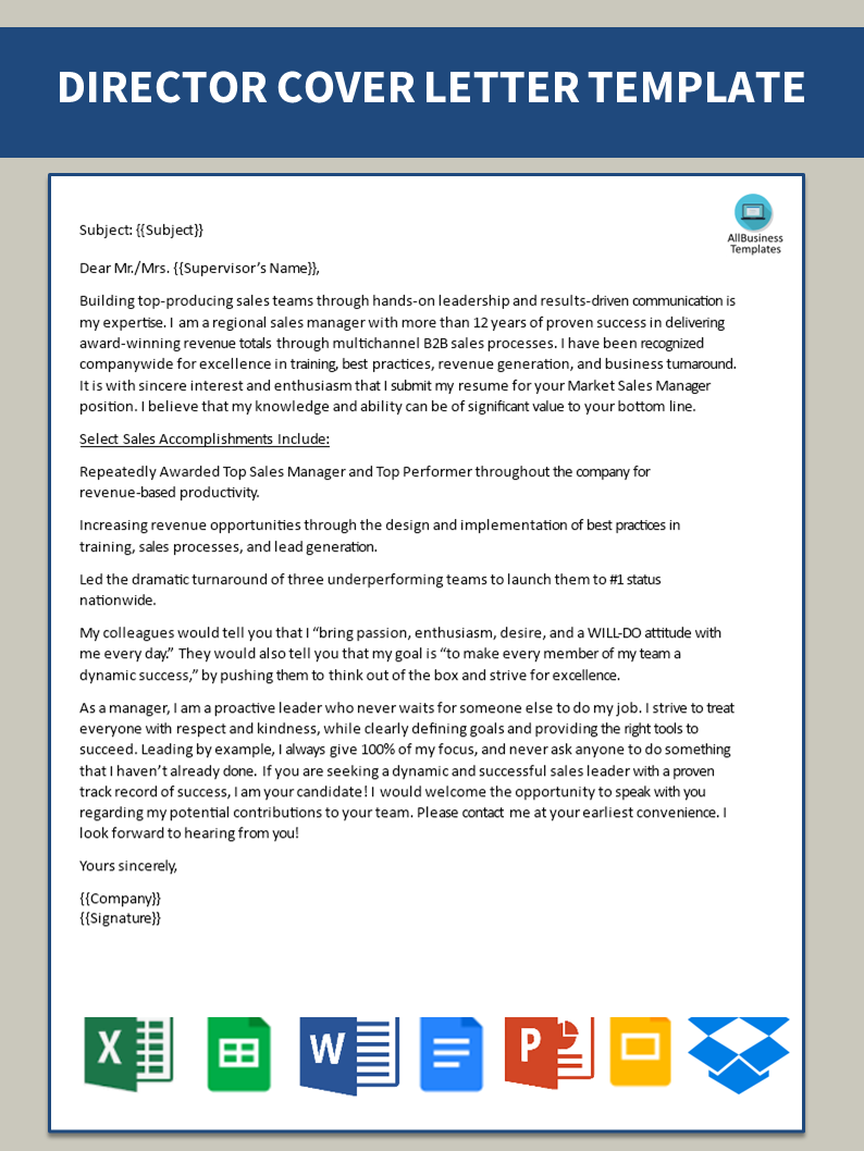 executive director cover letter template