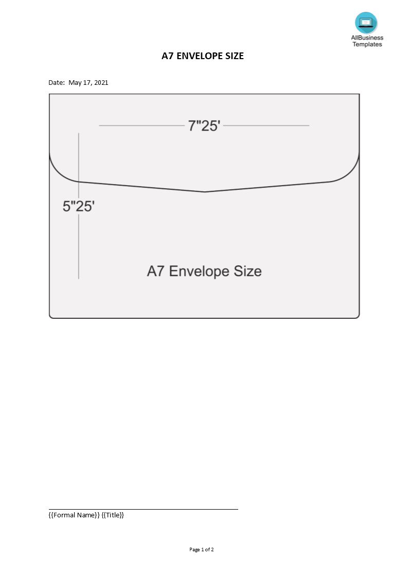 A7 Envelope Template Printable Free Word Template