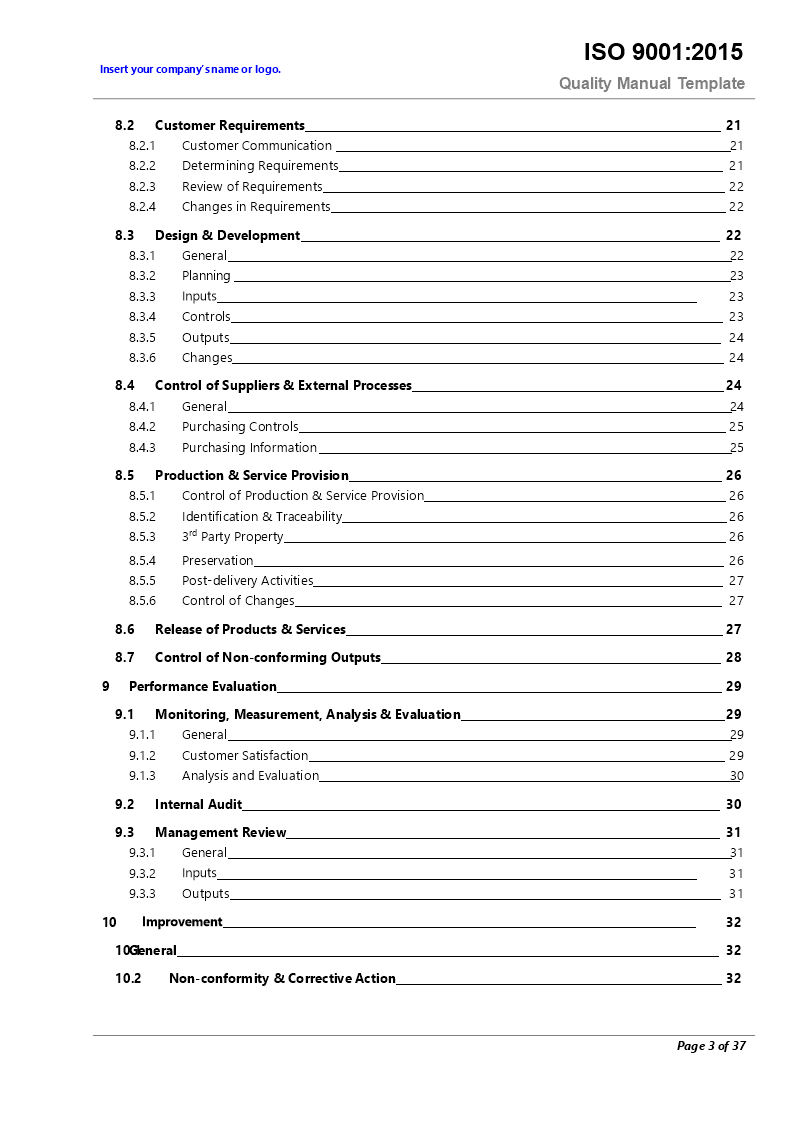 Kostenloses Quality Management Manual Example