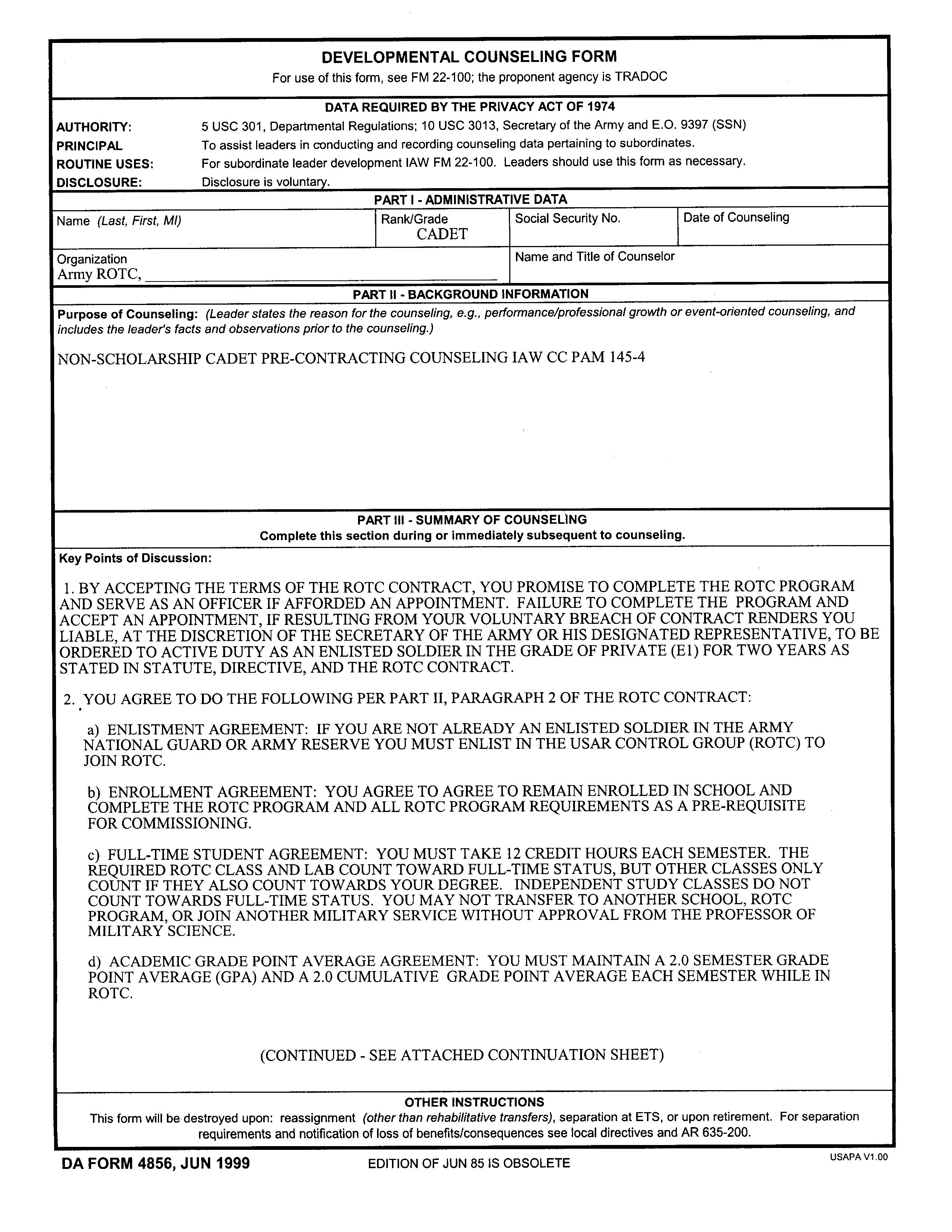 Army Officer Counseling Form Templates At Allbusinesstemplates