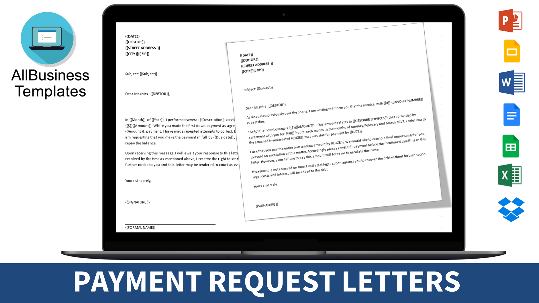 payment request letter Hauptschablonenbild
