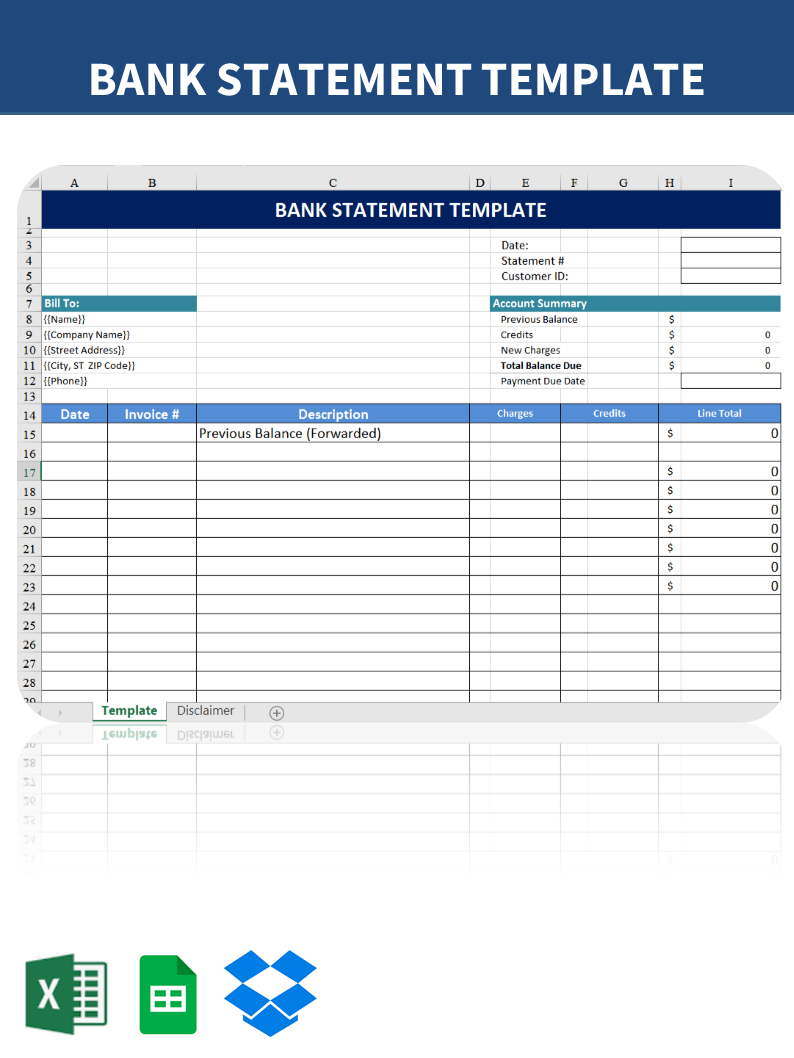 bank statement of account template