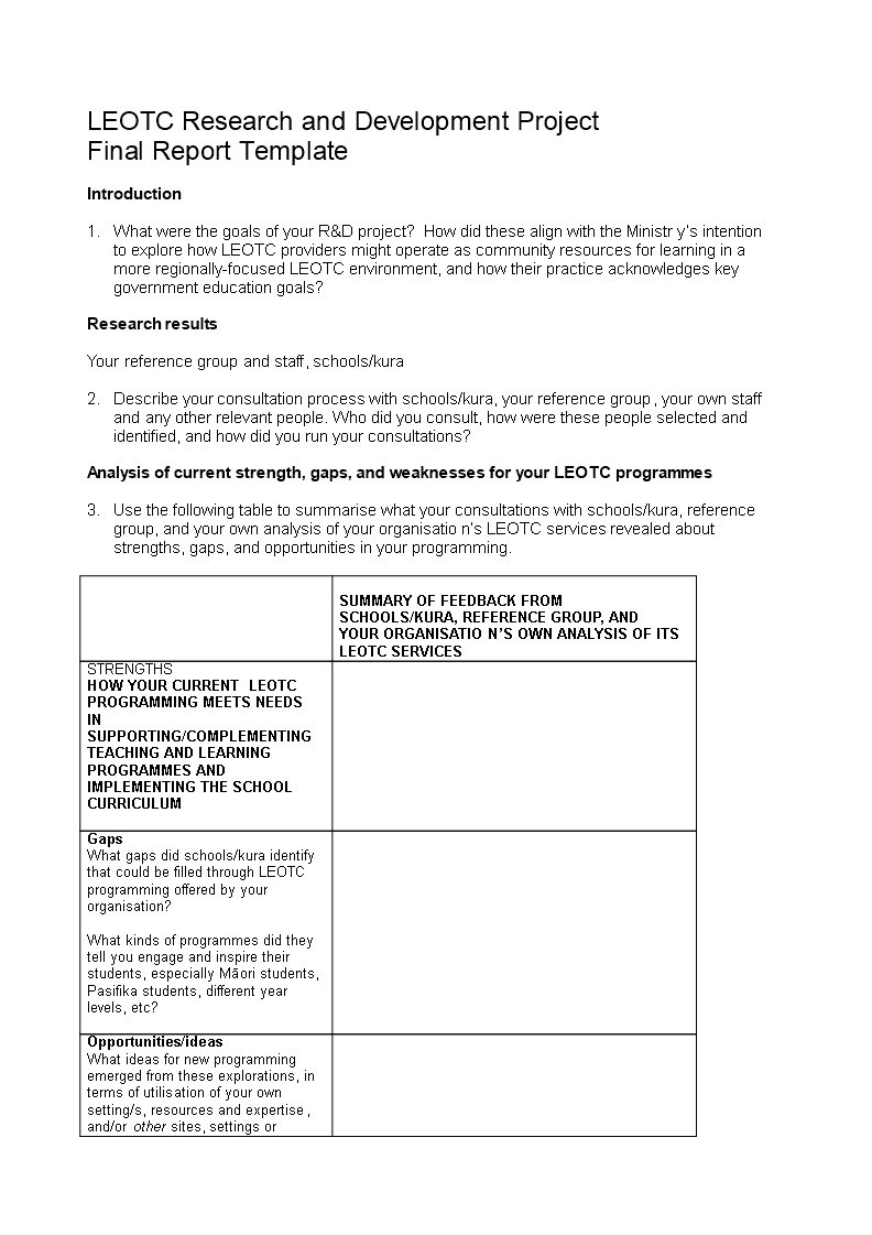 professional research and development report template