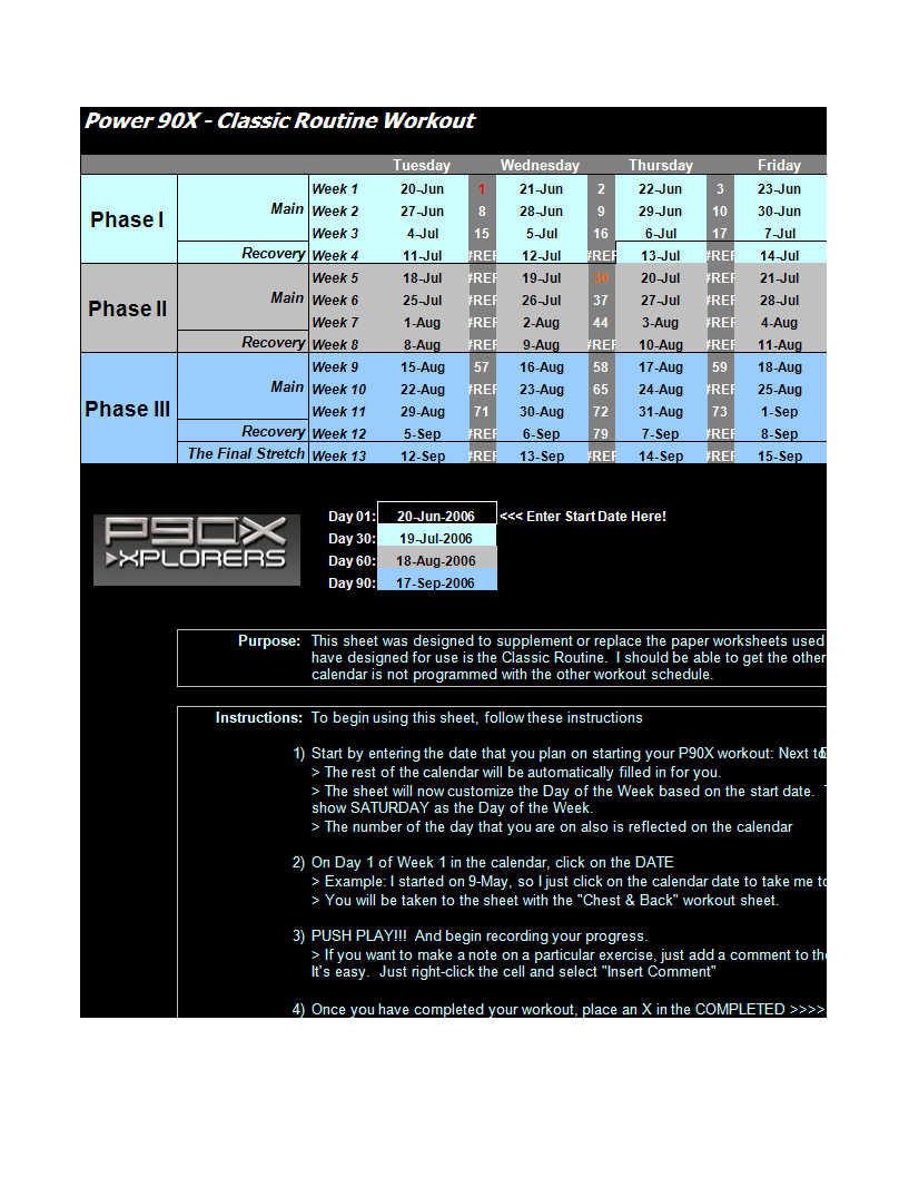 Excel Workout Calendar Sample Templates At Allbusinesstemplates