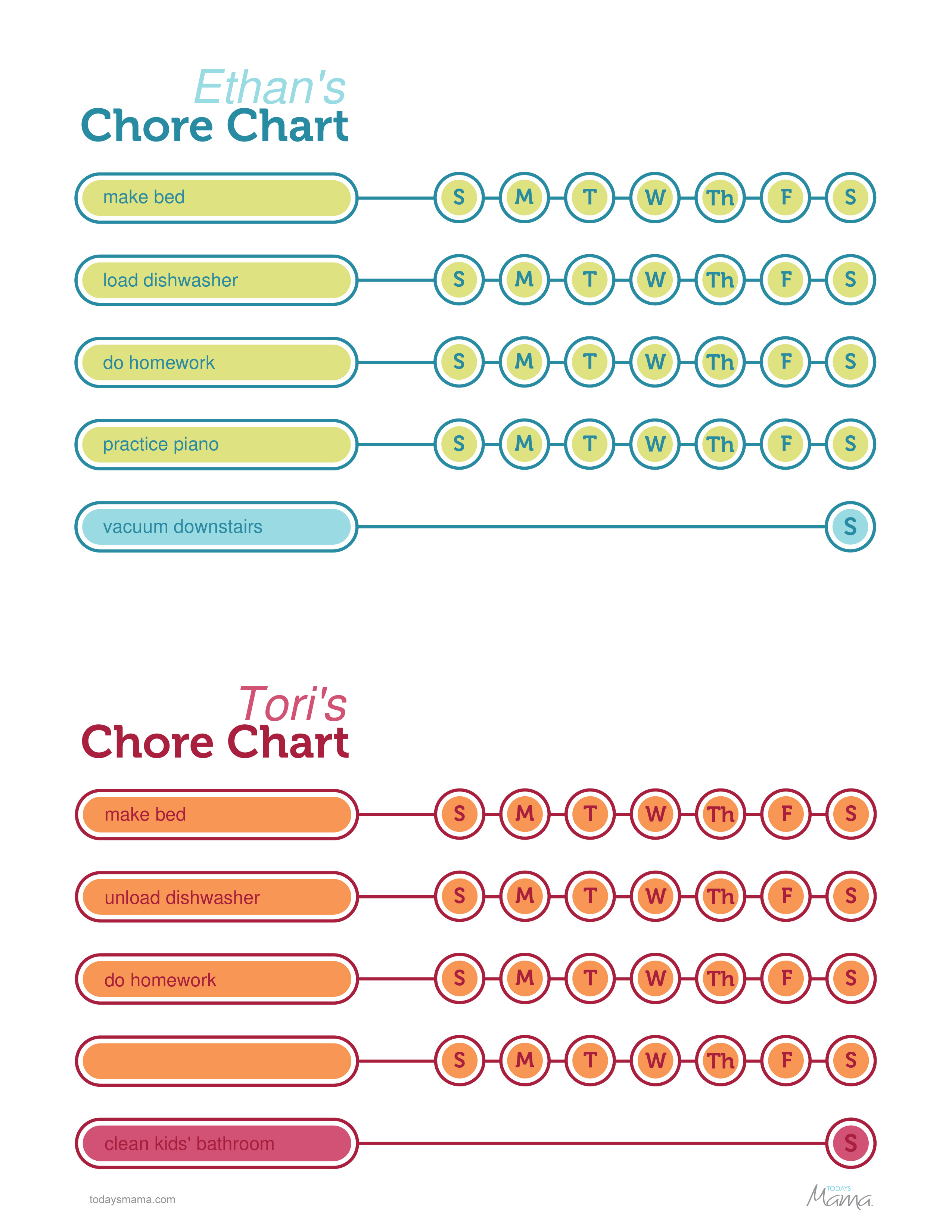 Printable Chore Chart For Kids Templates At Allbusinesstemplates