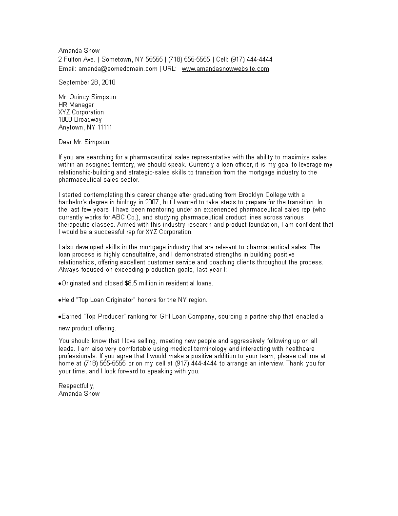 cover letter for health professional
