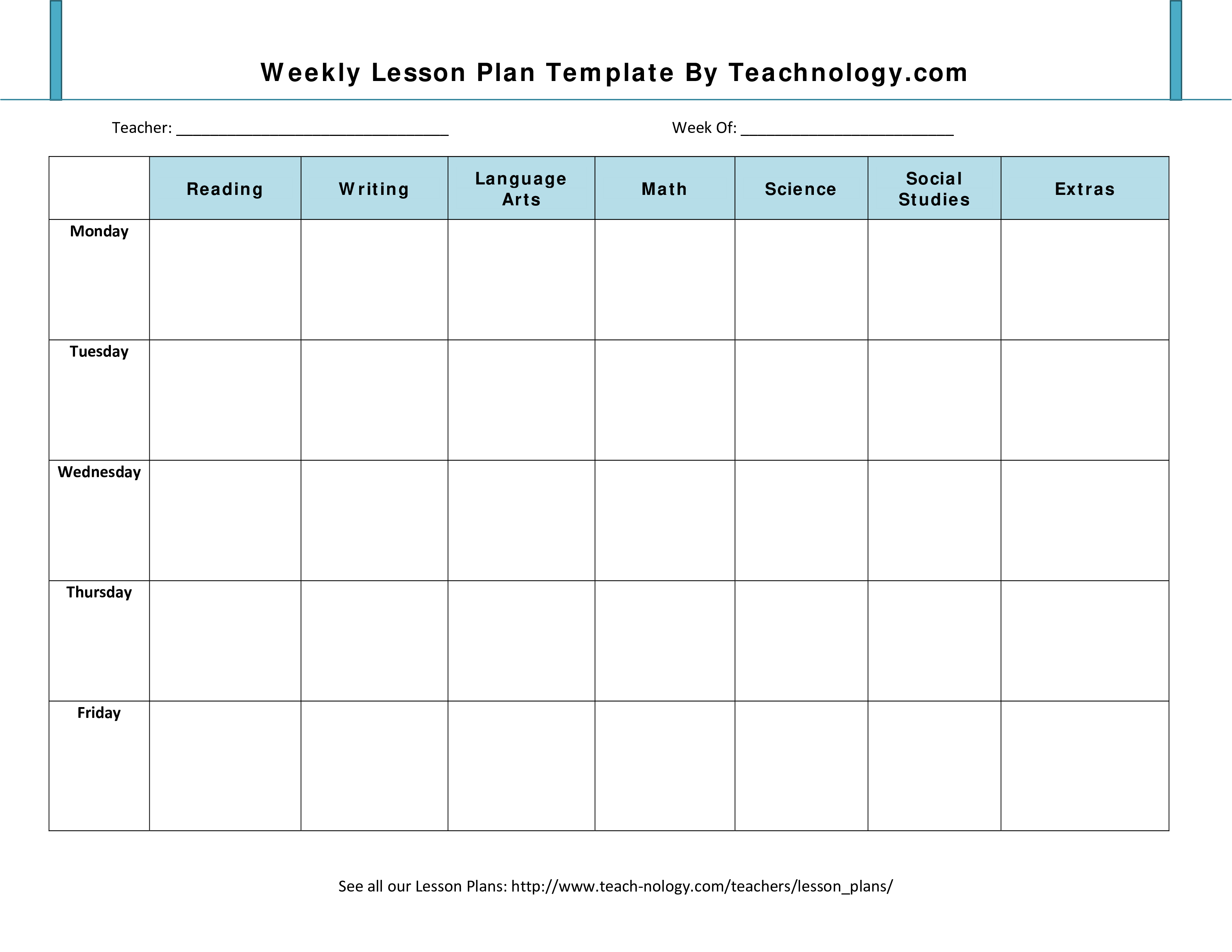  Weekly Lesson Plan Format Templates At Allbusinesstemplates