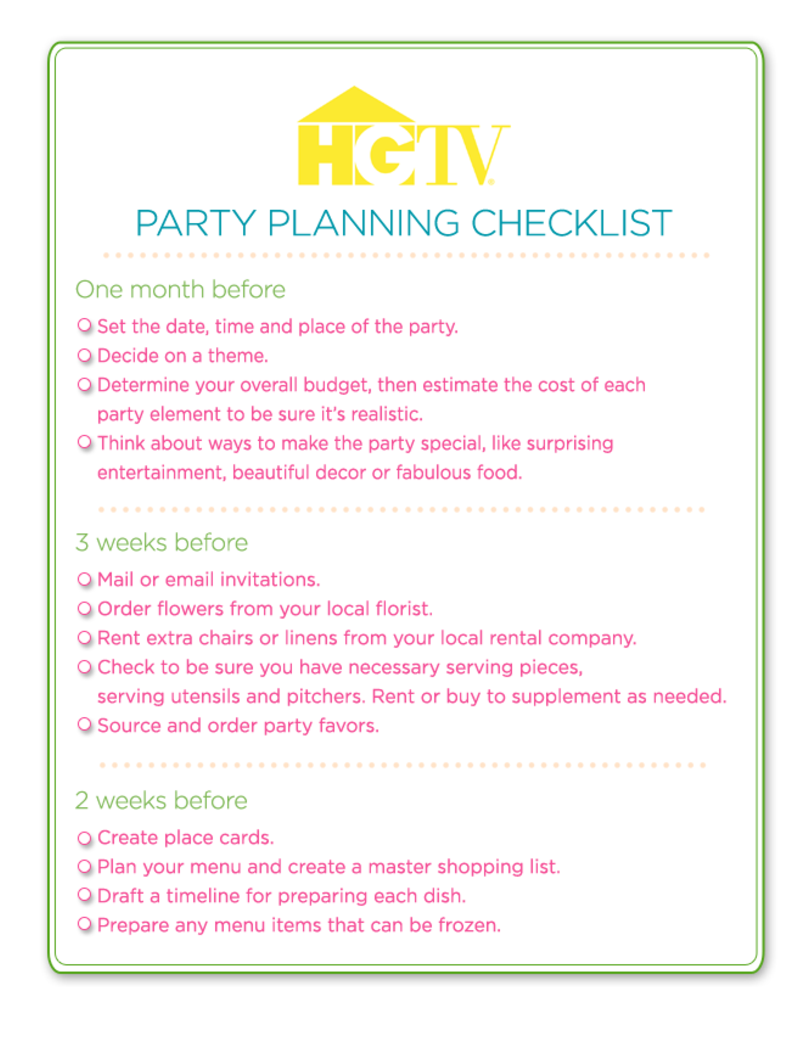 Party Planning Checklist template 模板