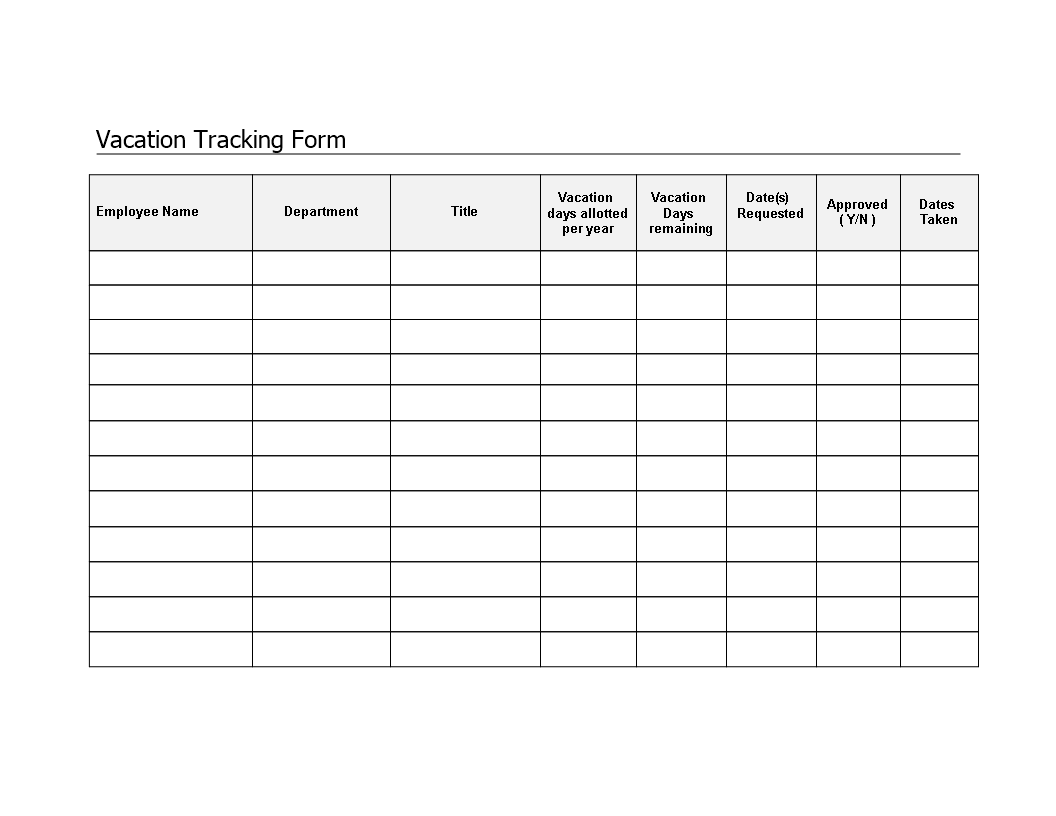 Employee Vacation Tracker Form Templates at allbusinesstemplates com