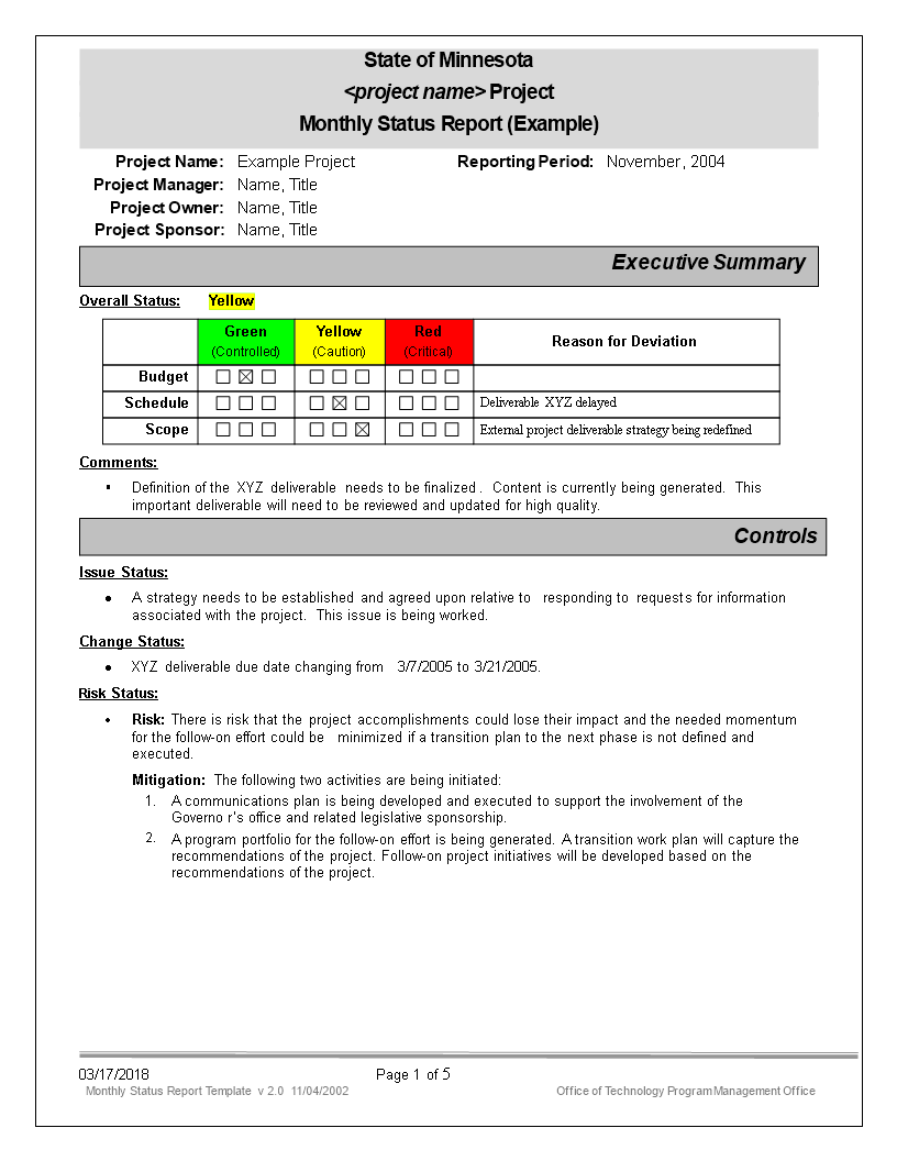 Monthly Status Report Templates At Allbusinesstemplates