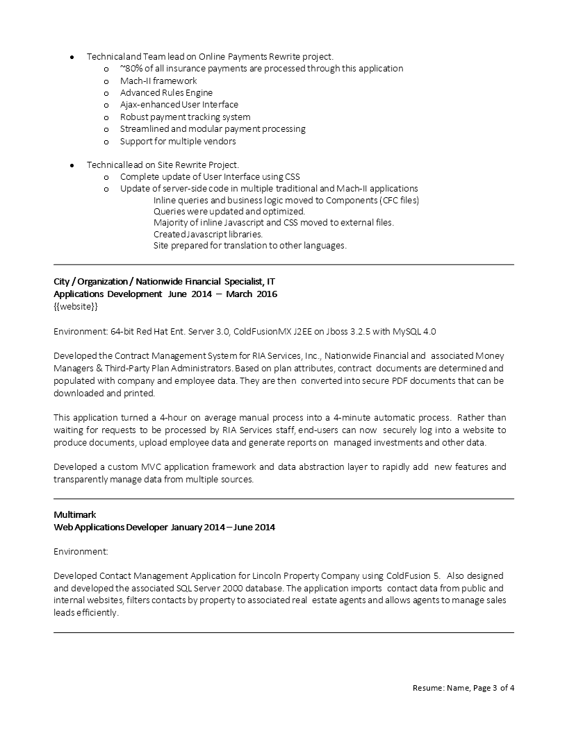 IT Job Resume Format | Templates at allbusinesstemplates.com