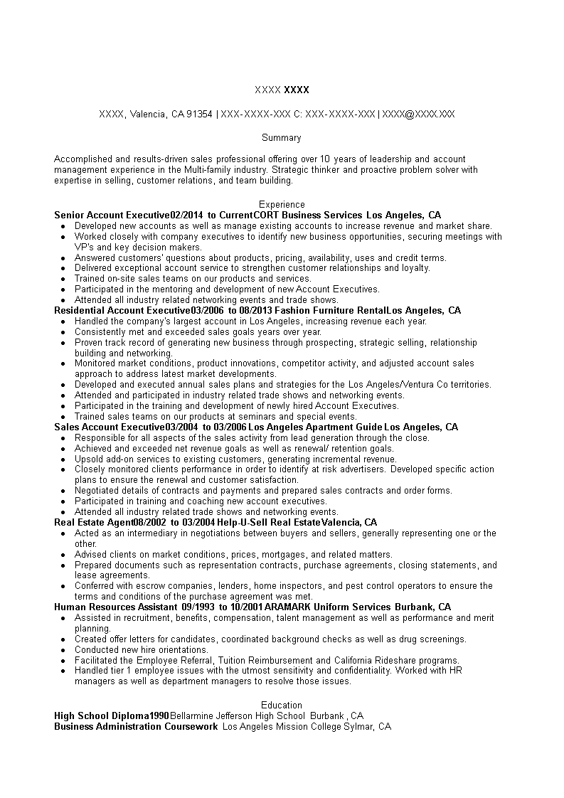 Senior Account Executive Resume Sample Templates At 