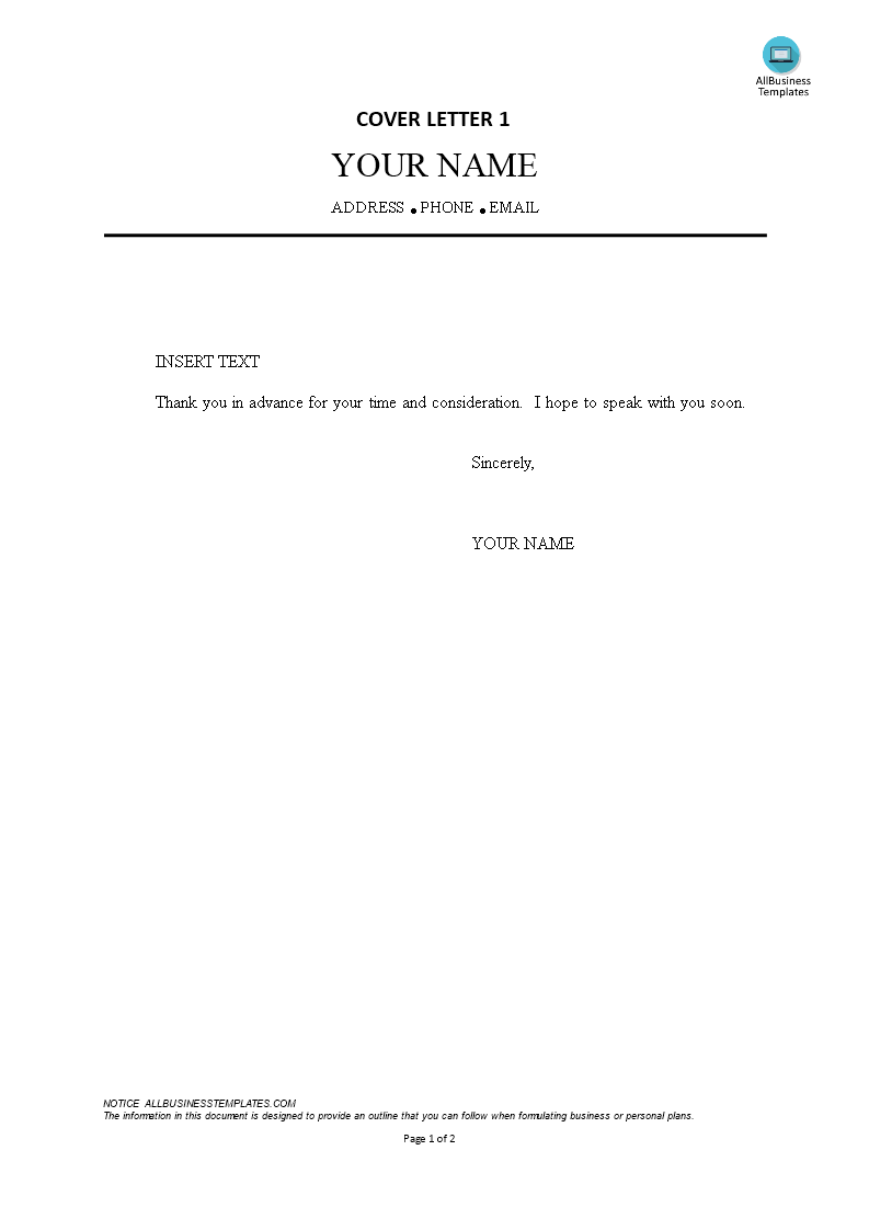 blank cover letter template pdf