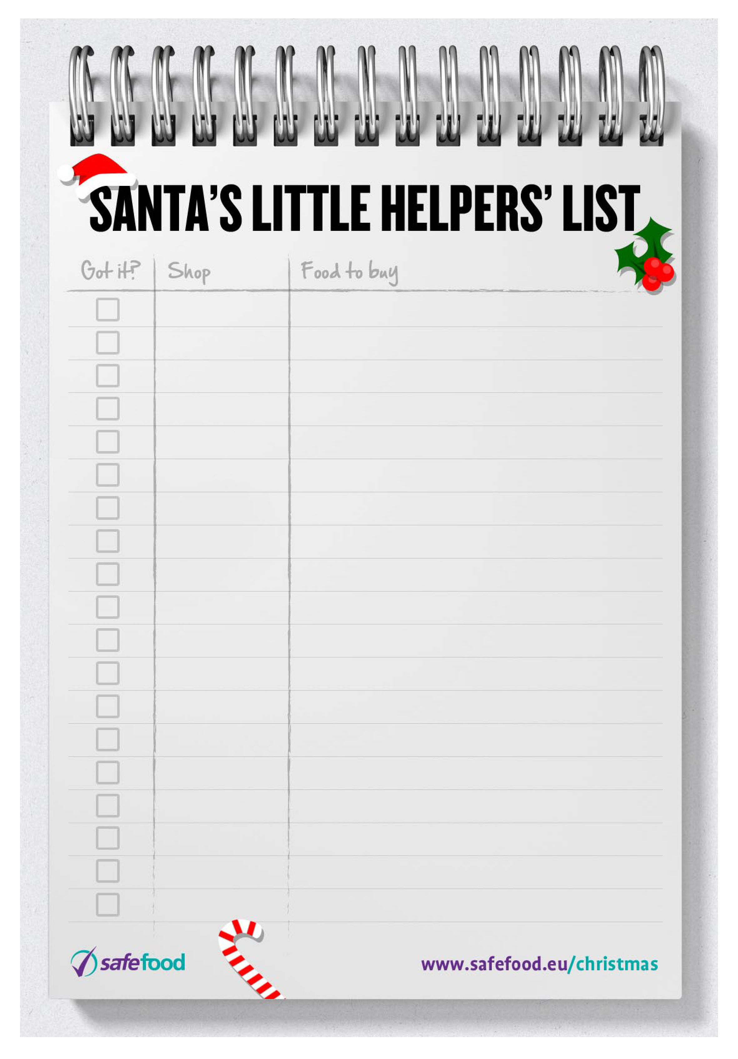 Christmas Food Shopping List Templates At Allbusinesstemplates