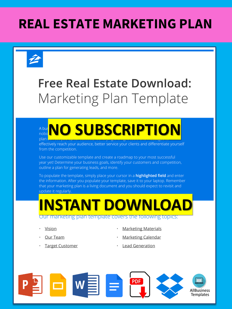 real estate marketing plan template