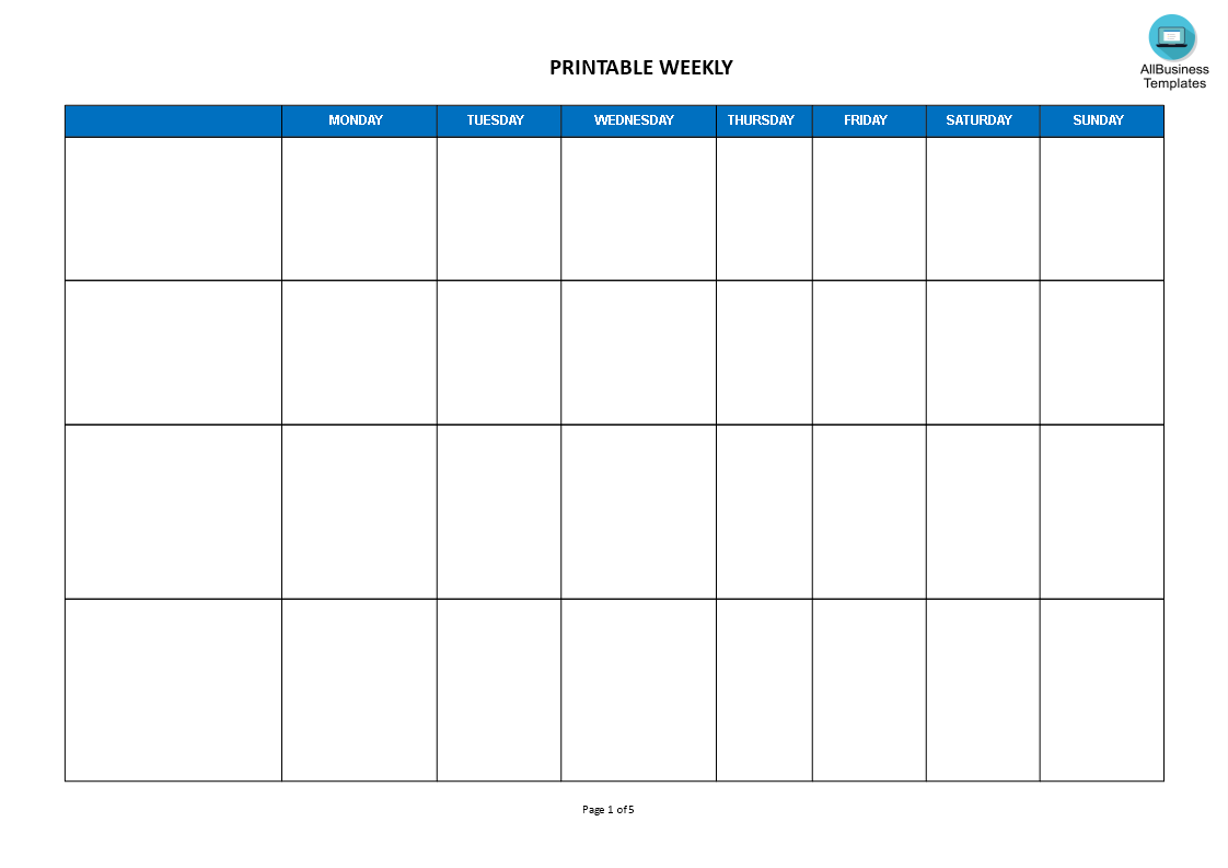 Printable Weekly Planner Template Landscape Printable Templates