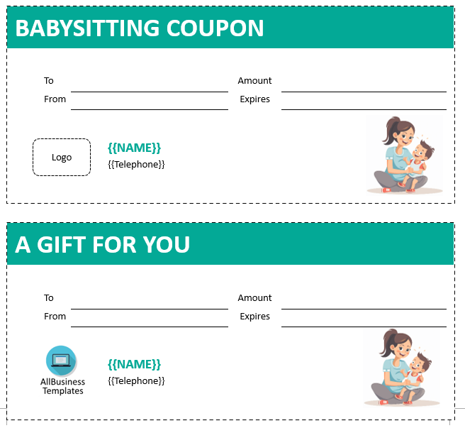 babysitting coupon template modèles