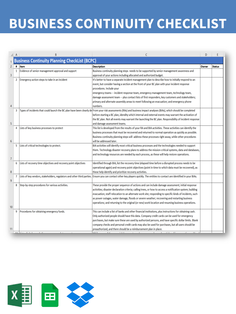 Simple Business Continuity Plan Template