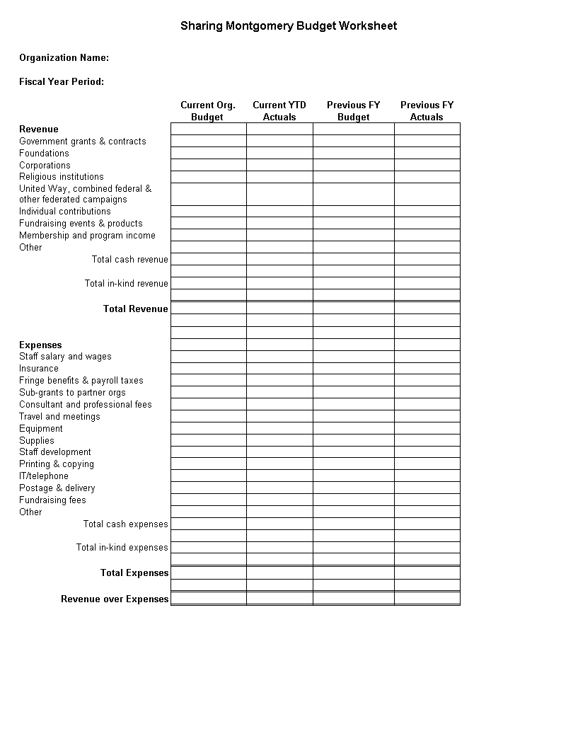 Nonprofit Budget Sheet Templates at allbusinesstemplates com