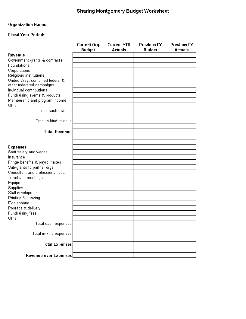 Nonprofit Budget Sheet Templates At Allbusinesstemplates