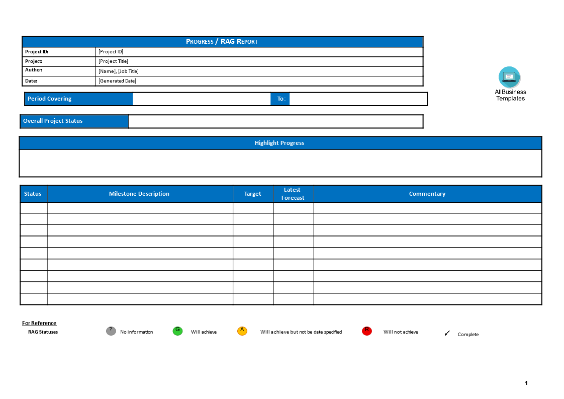 Basic Project Progress Report Gratis