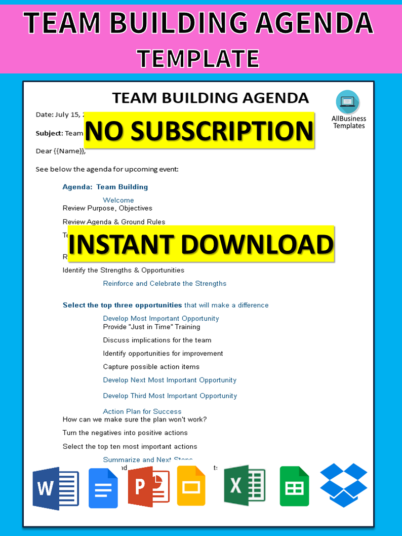 team building agenda template