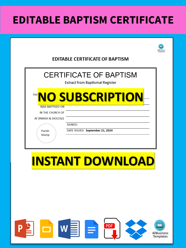 editable baptism certificate Hauptschablonenbild